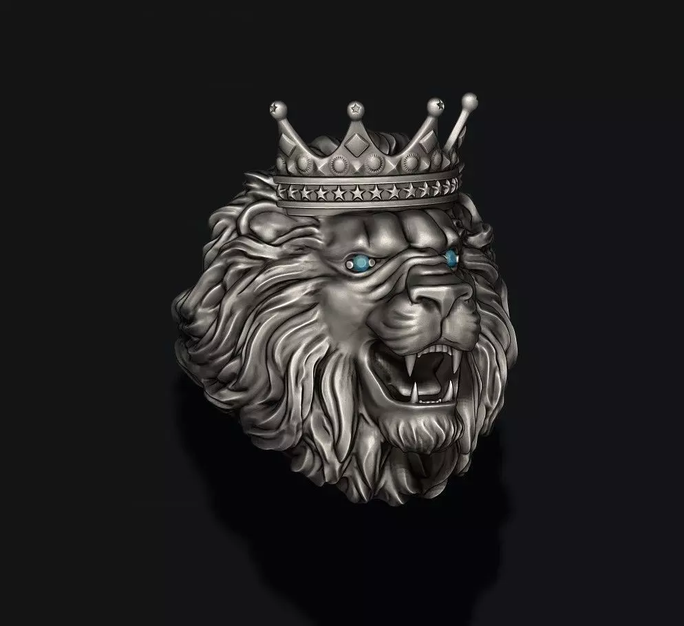 Lion crown ring eye gem 3D print model