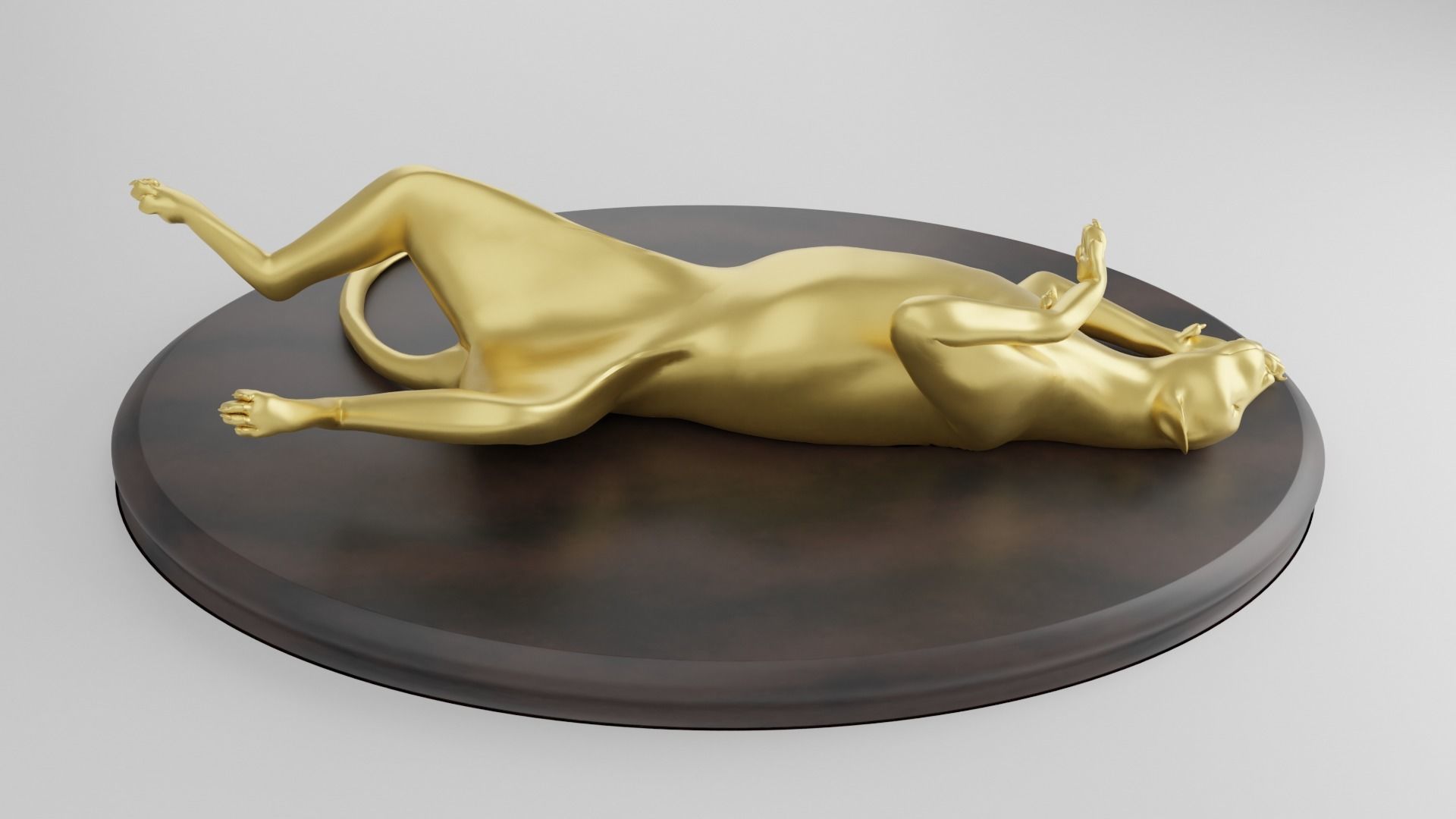 Statuette of a reclining panther 3D model_1
