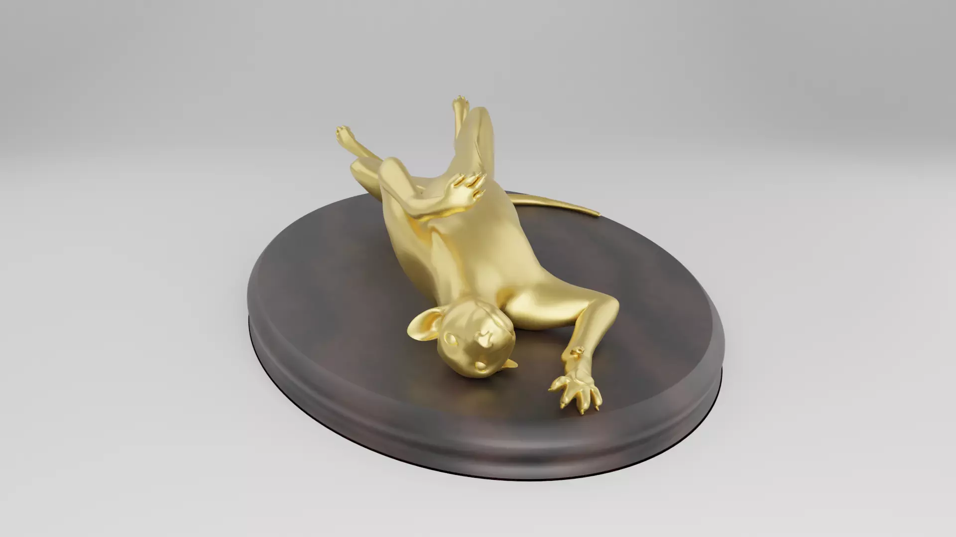 Statuette of a reclining panther 3D model_0