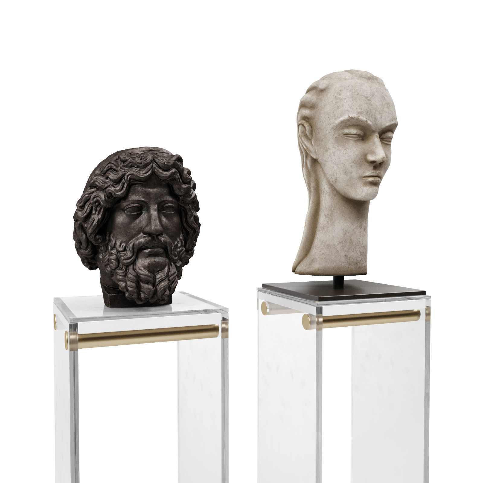 Heads sculptures pedestal 3D model CGTrader