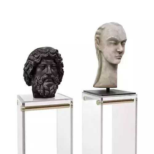 Heads sculptures pedestal 3D model