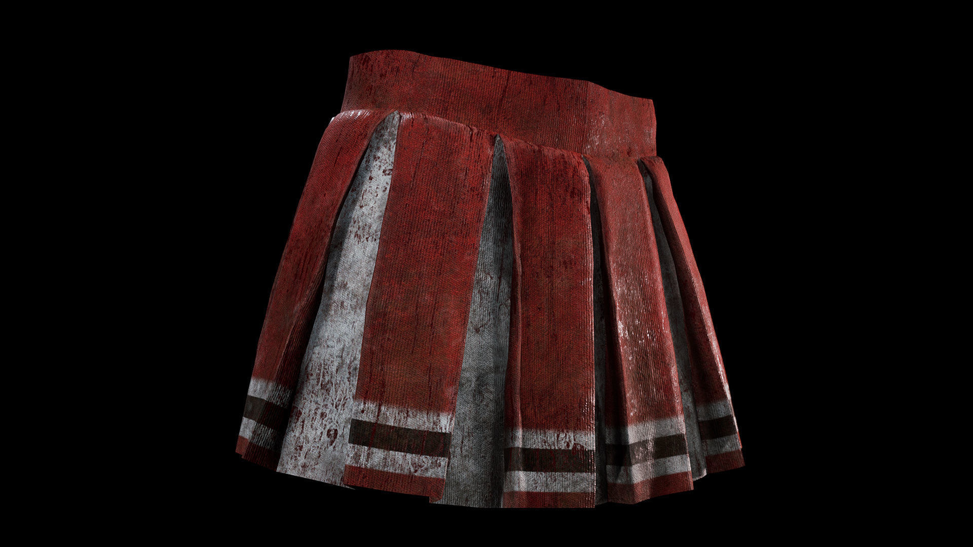 Zombie - Starved Female - Cheerleader Low-poly 3D model_19