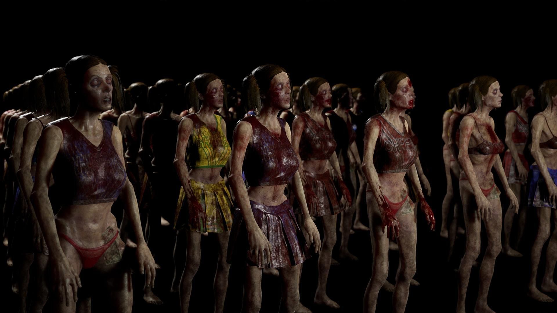 Zombie - Starved Female - Cheerleader Low-poly 3D model_8