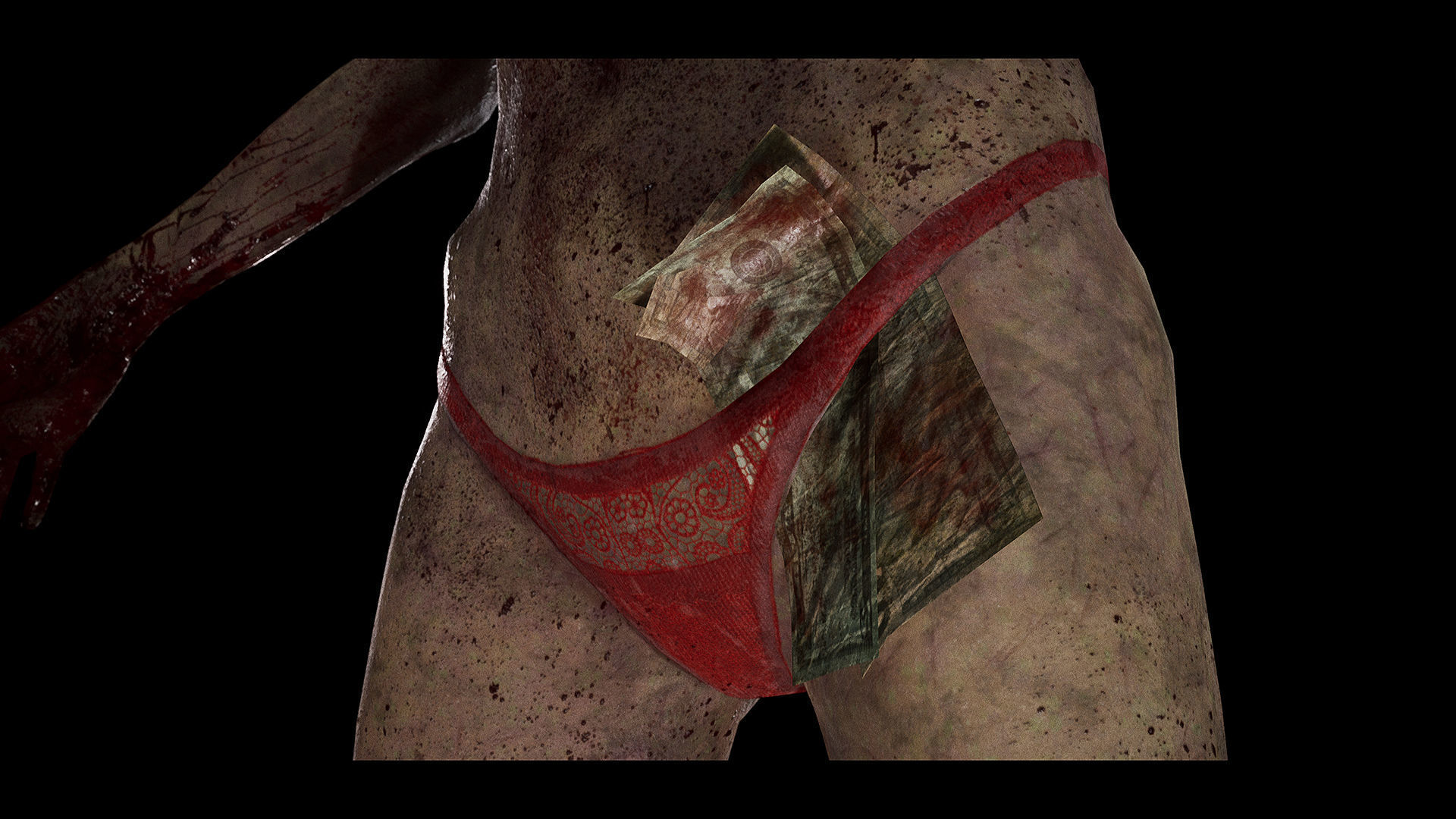 Zombie - Starved Female - Cheerleader Low-poly 3D model_22