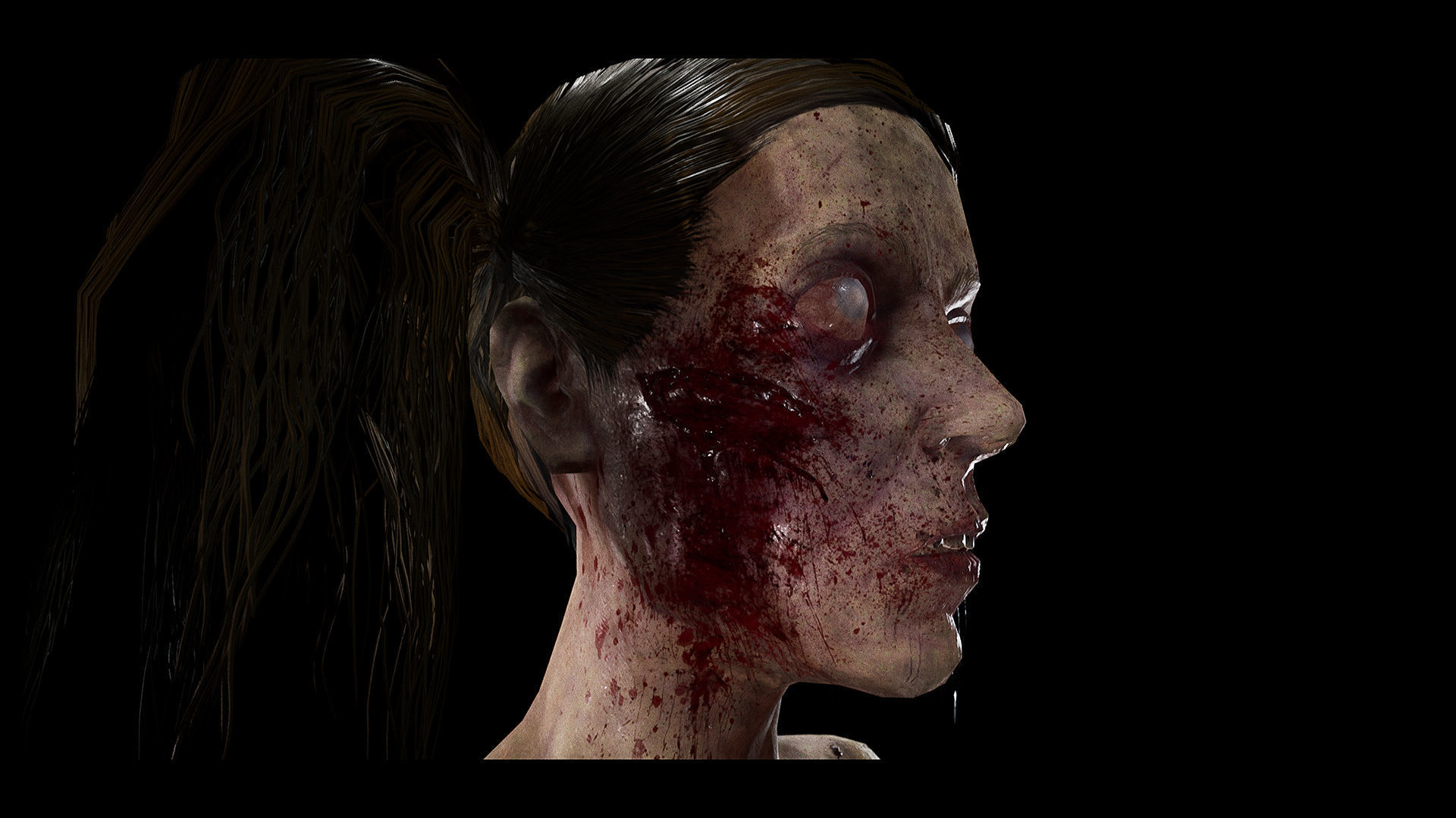 Zombie - Starved Female - Cheerleader Low-poly 3D model_26