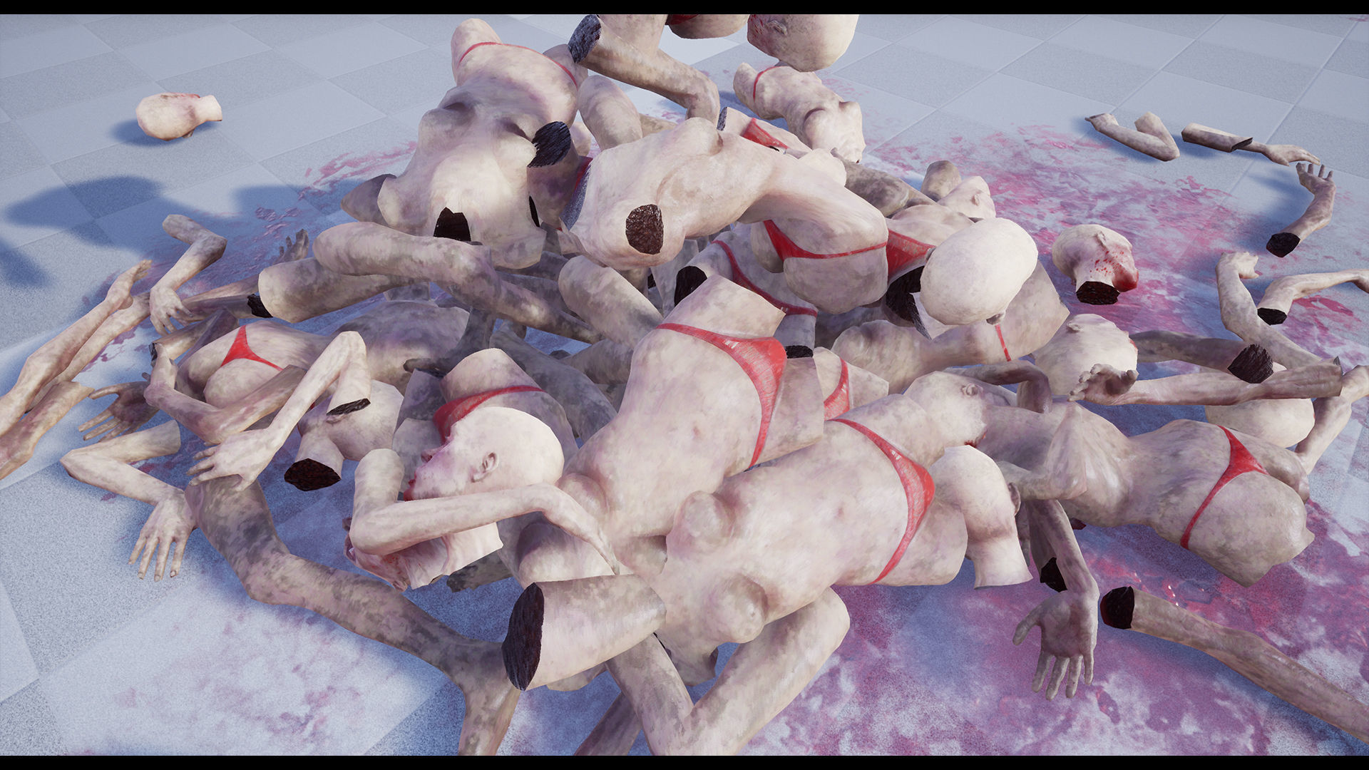 Zombie - Starved Female - Cheerleader Low-poly 3D model_18