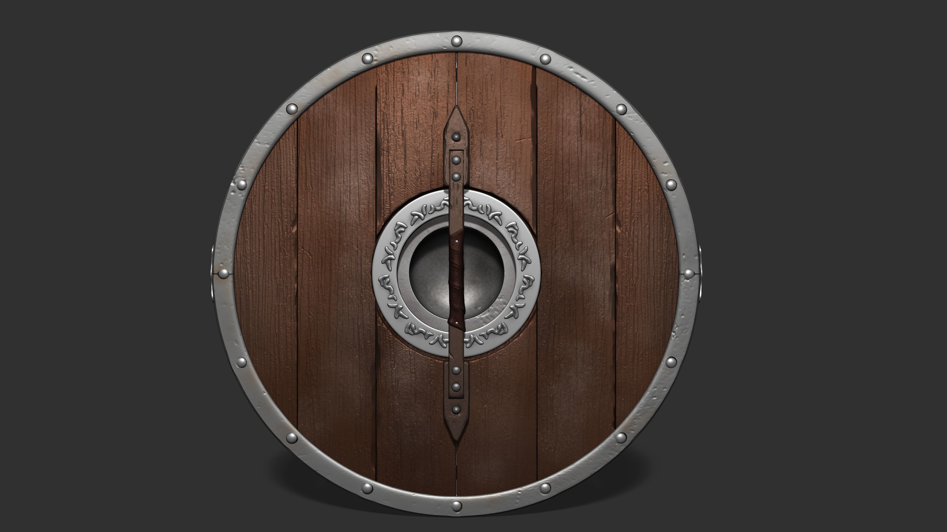 Shield and axe 3D model_2