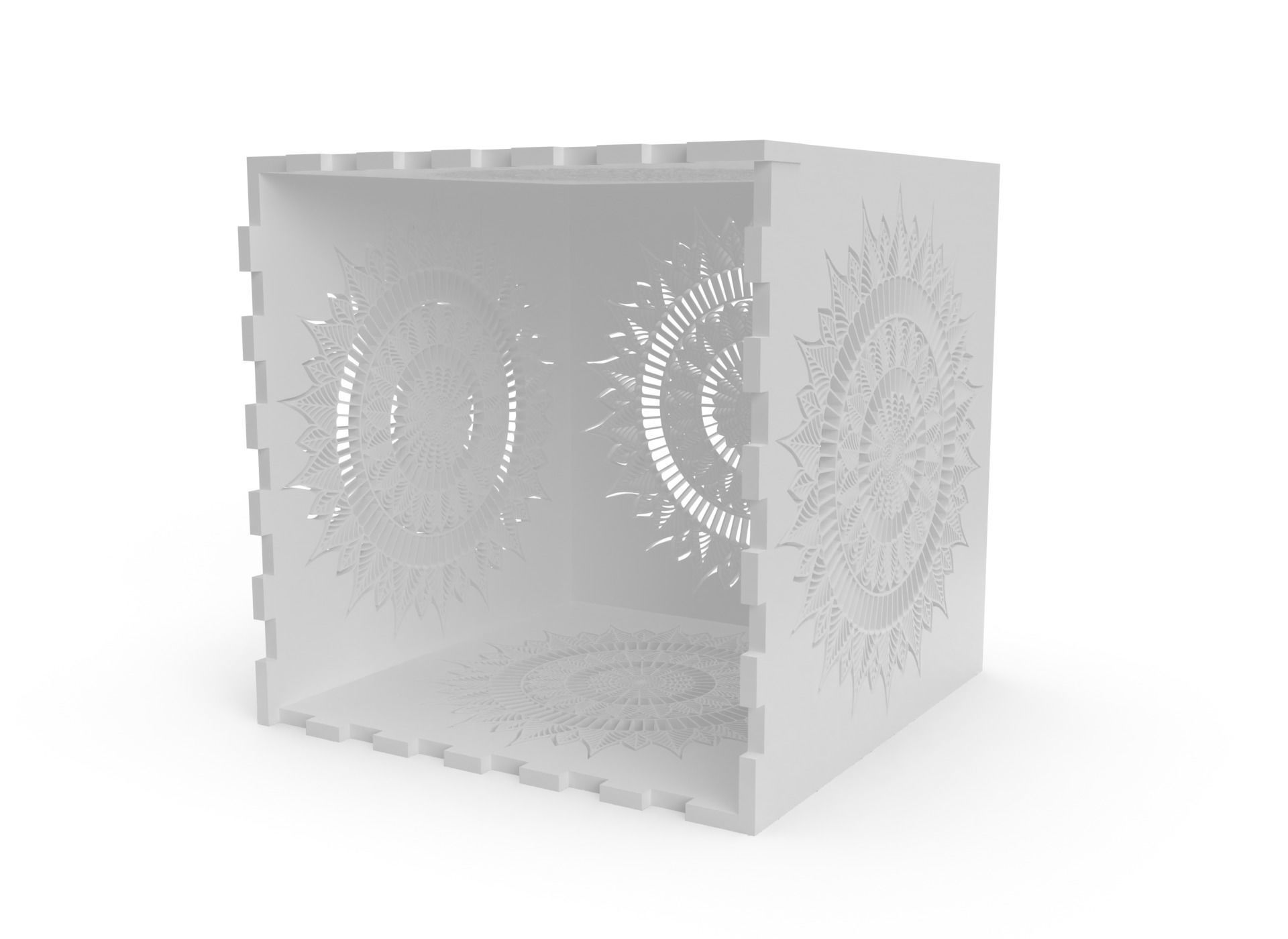 Mandala Patterned Box 3D print model_3