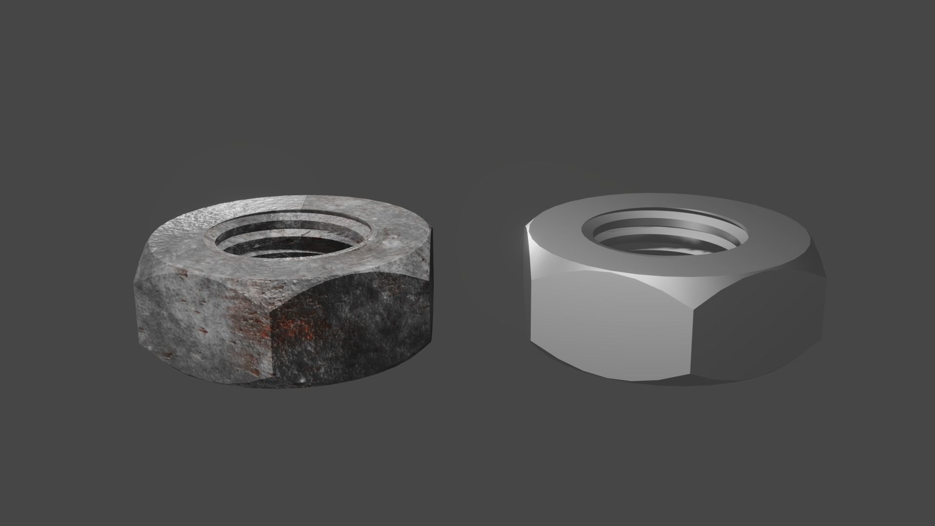 A Rusted and Clean Nuts Hardware 3D 3D model_2