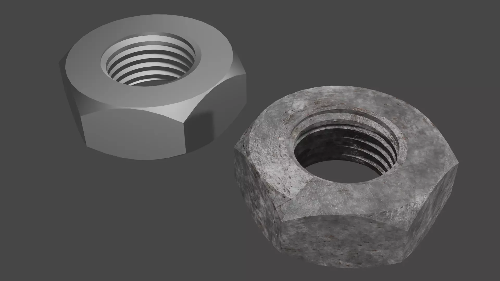 A Rusted and Clean Nuts Hardware 3D 3D model_0