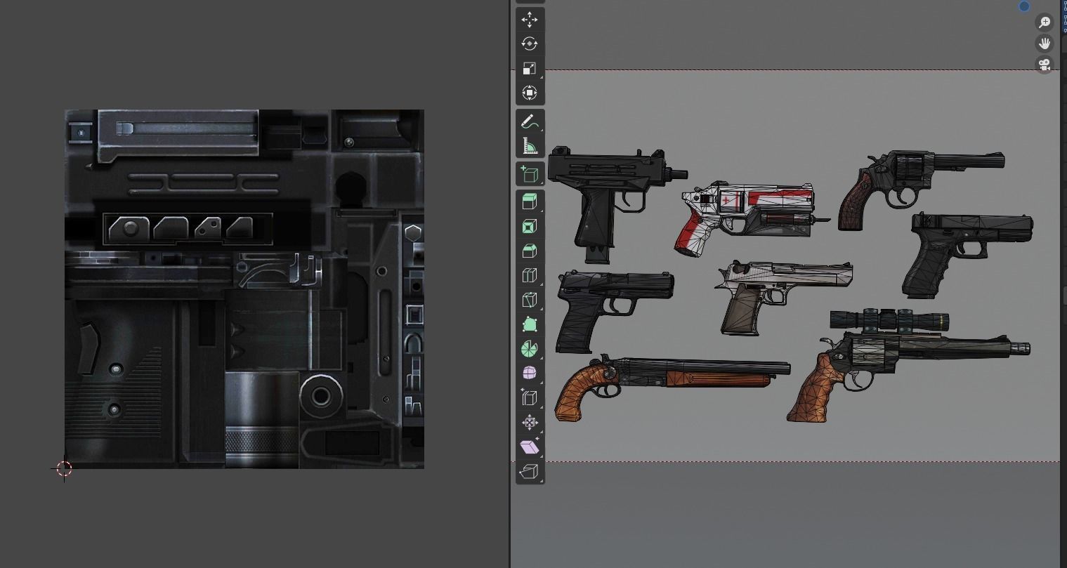 Weapon Pistol USP G18 M1873 M500 M1917 Mini Uzi Treatment Pistol 3D model_4