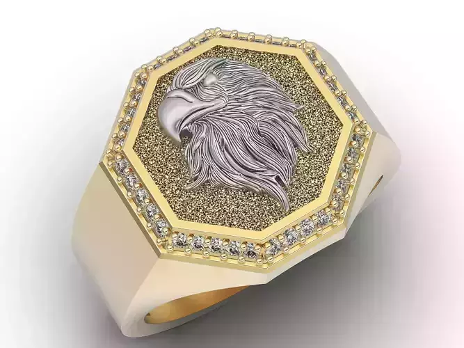 Eagle man ring Sculpture jewelry gold 3D print model