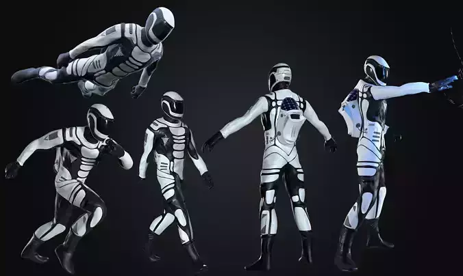Astronaut in Spacesuit Rigged and Animated Low-poly 3D model