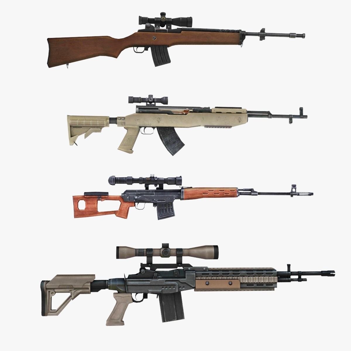 Weapon Marksman Rifle  Woodpecker AC80  SKS SVD 3D model_1