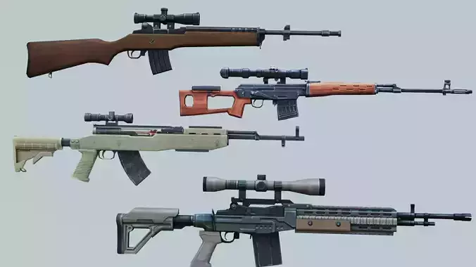 Weapon Marksman Rifle  Woodpecker AC80  SKS SVD 3D model