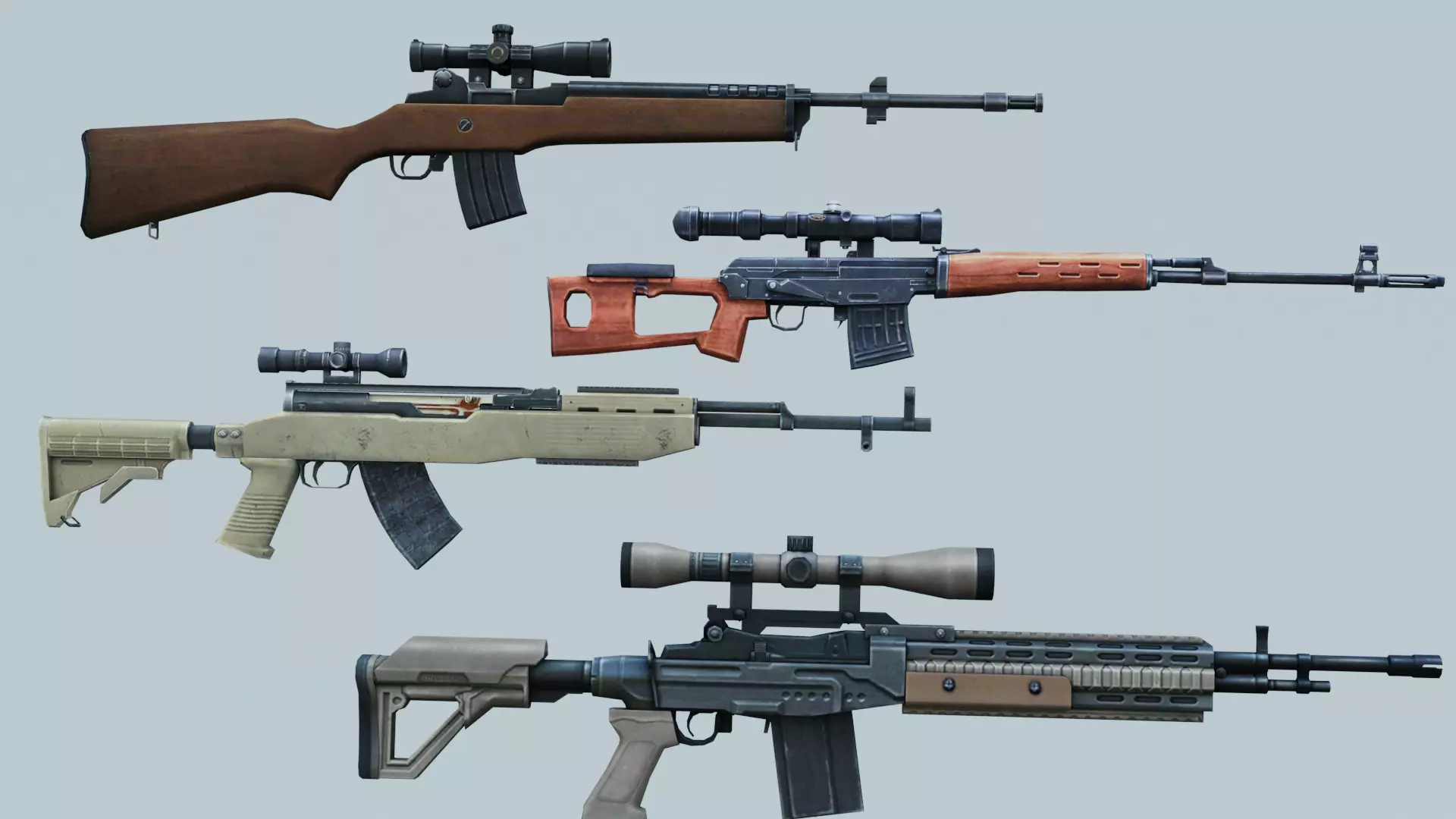 Weapon Marksman Rifle  Woodpecker AC80  SKS SVD 3D model_0