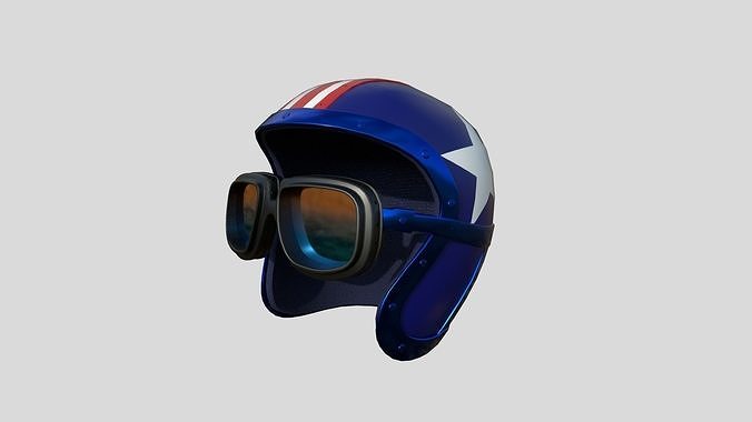 Biker Classic Helmet 09 American USA - Character Design Fashion Low-poly 3D model