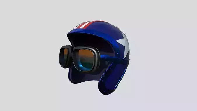 Biker Classic Helmet 09 American USA - Character Design Fashion Low-poly 3D model
