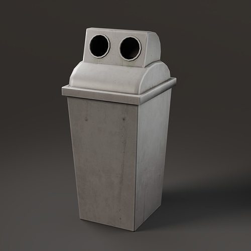 Trash can with two holes Low-poly 3D model