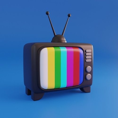 Cartoon television TV Low-poly 3D model