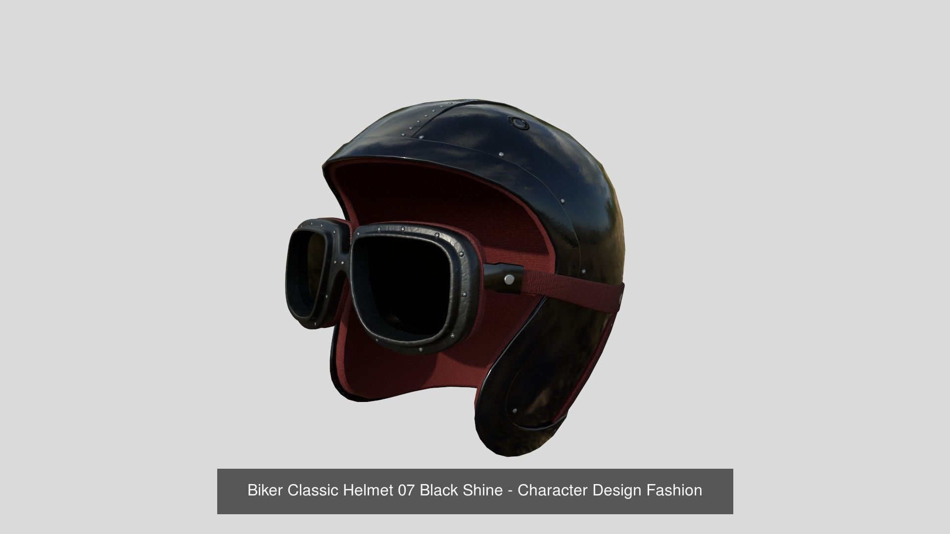 09 Biker Classic Helmet - Character Design Fashion 3D Model Collection_7