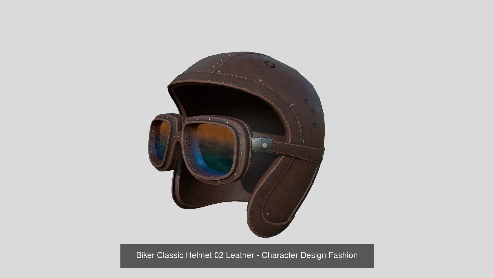 09 Biker Classic Helmet - Character Design Fashion 3D Model Collection_2