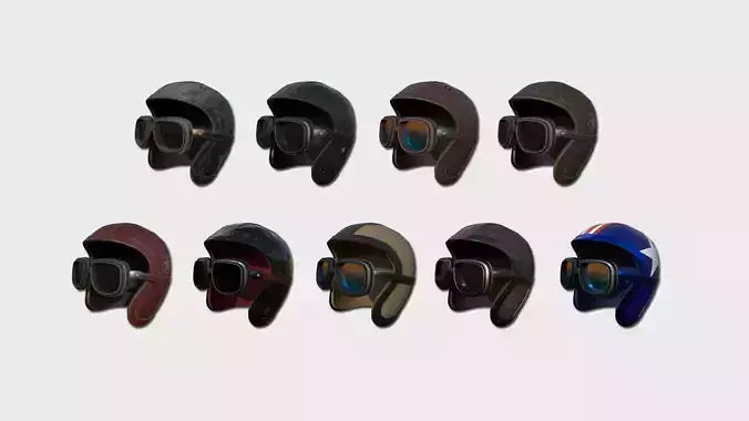 09 Biker Classic Helmet - Character Design Fashion 3D Model Collection