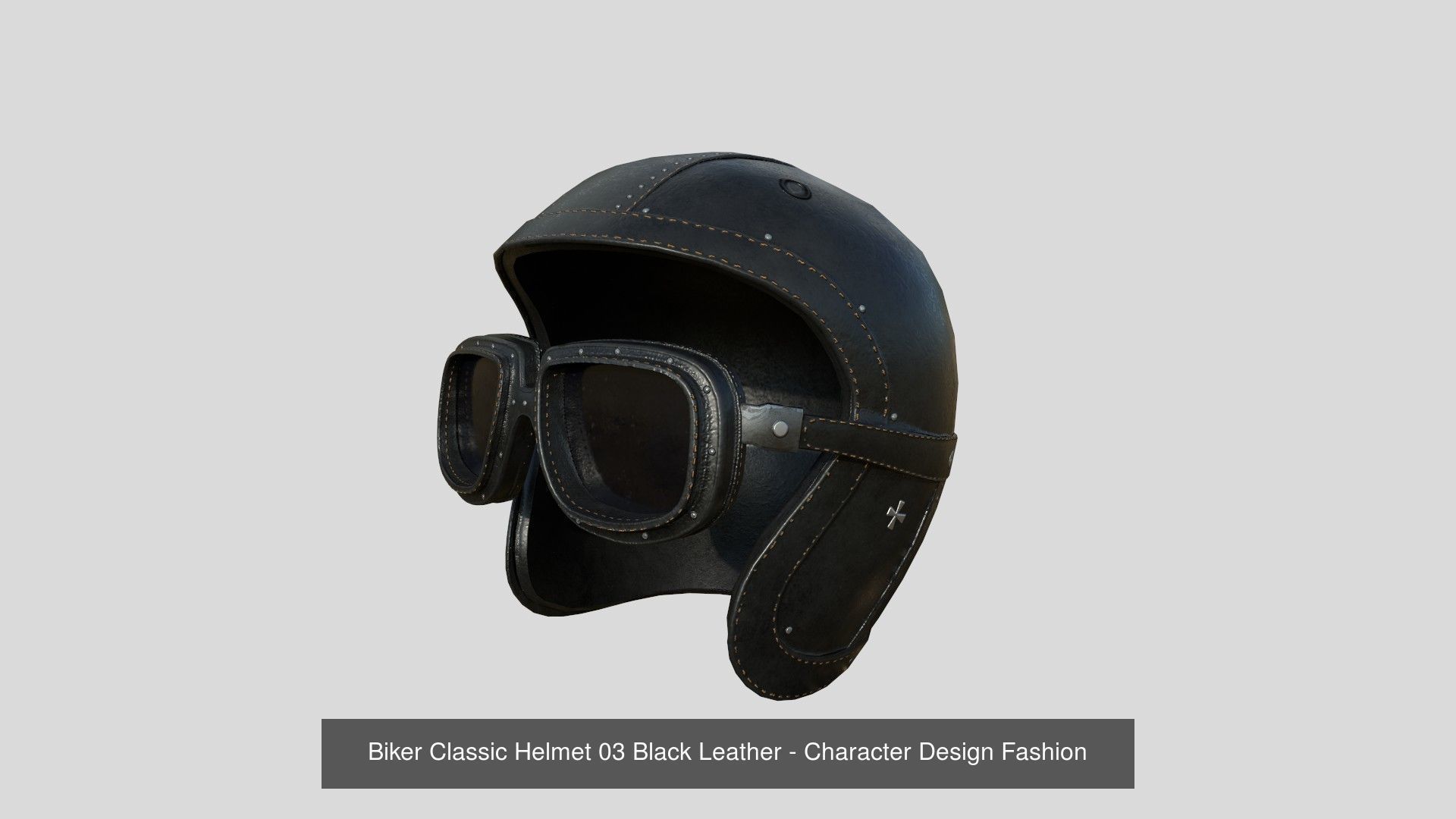 09 Biker Classic Helmet - Character Design Fashion 3D Model Collection_3