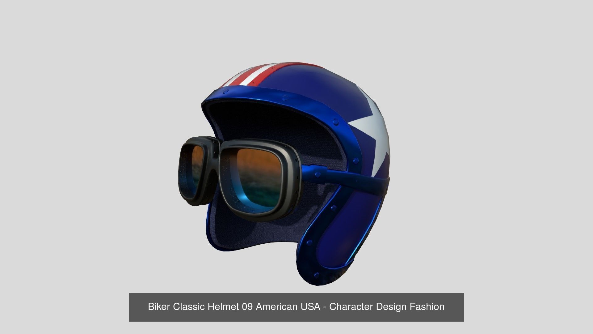 09 Biker Classic Helmet - Character Design Fashion 3D Model Collection_9