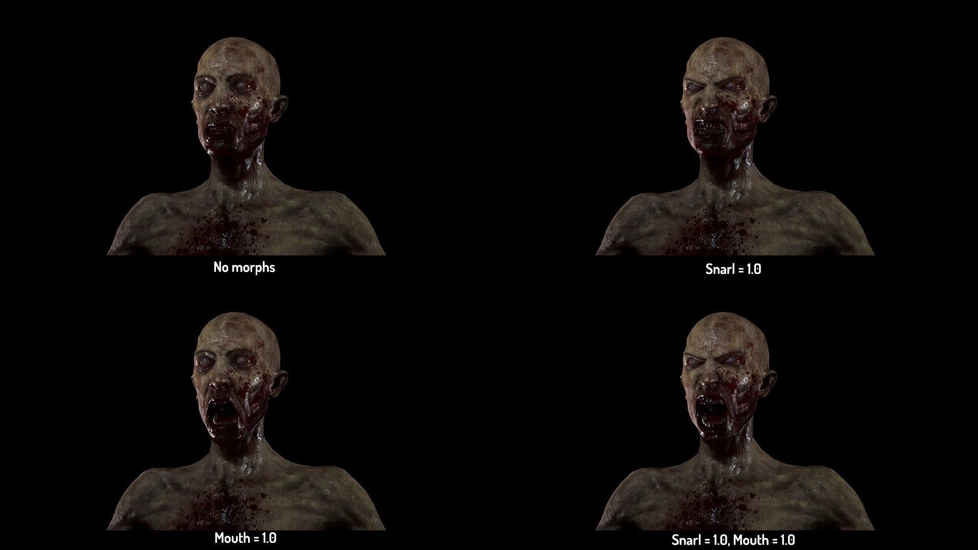 Zombies - Starved Male-Female Twin-Pack Low-poly 3D model_5