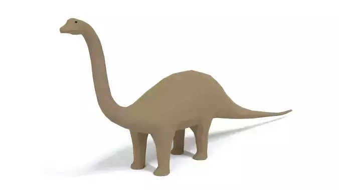 Low Poly Cartoon Diplodocus Dinosaur