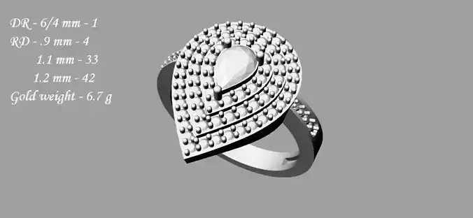 Pear Shape Engagement Ring STL file for sale