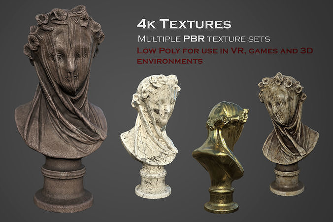 the Veiled Lady bust  Low-poly 3D model