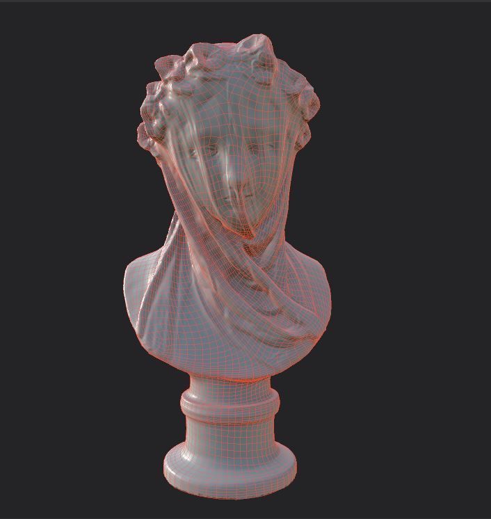 the Veiled Lady bust Low-poly 3D model_29