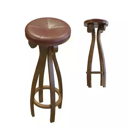 Vintage Bar Seat Stool Classic Style with PBR options  Low-poly 3D model