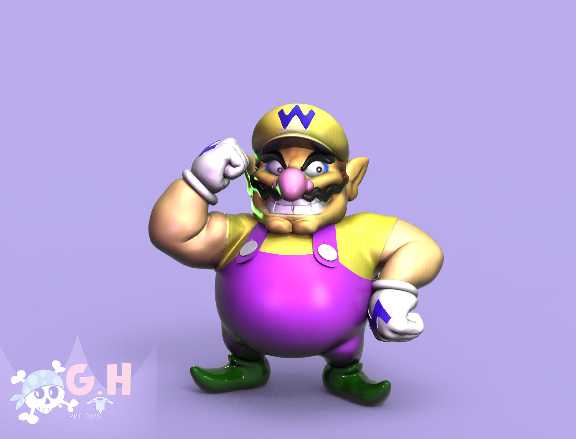 Wario super mario bros  3D print model_7