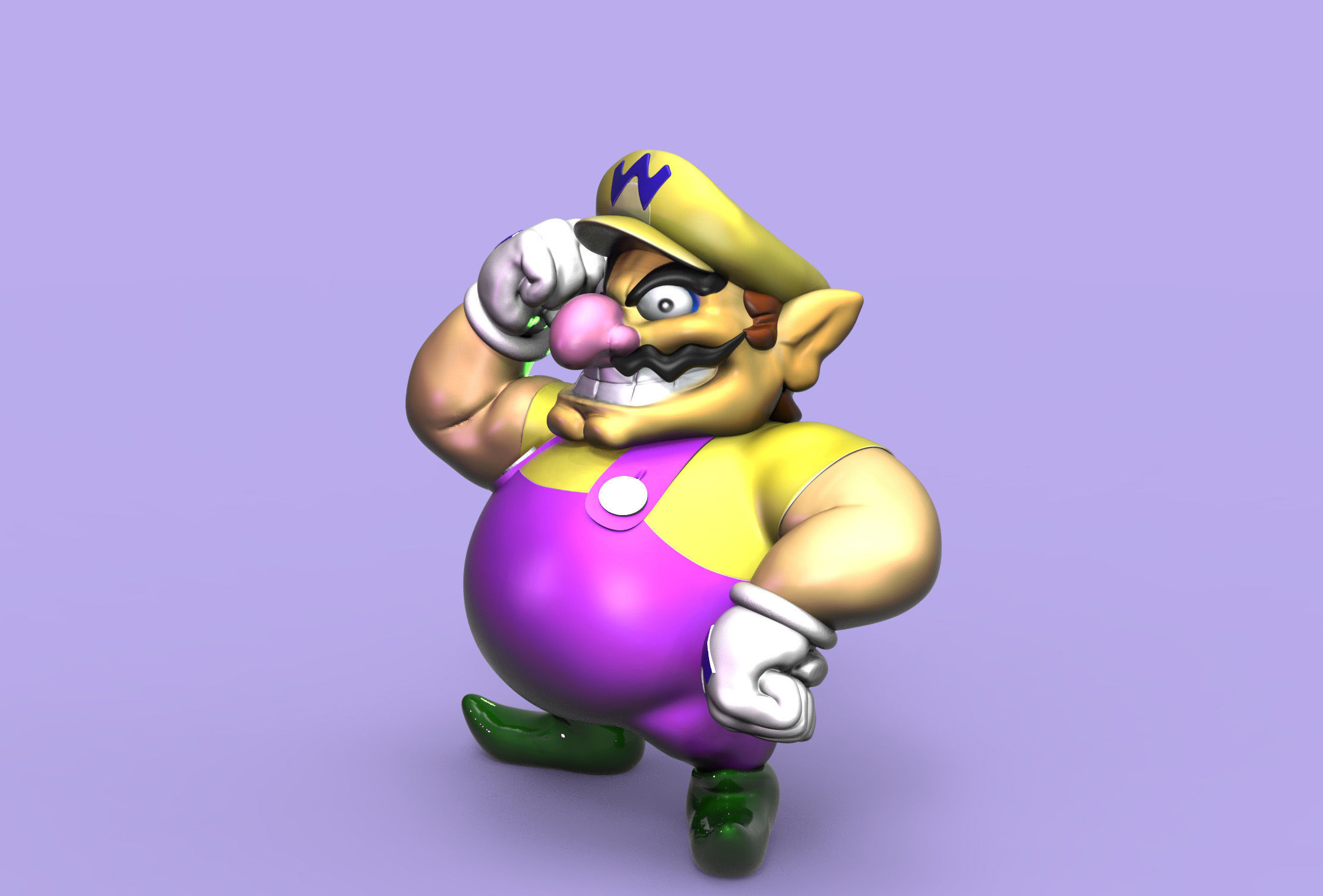 Wario super mario bros  3D print model_3