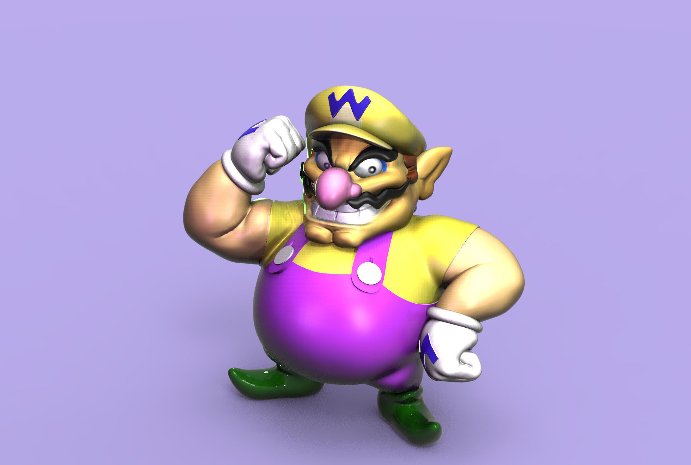 Wario super mario bros  3D print model_6