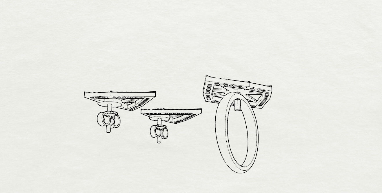 Ring and Earrings 3D print model_13