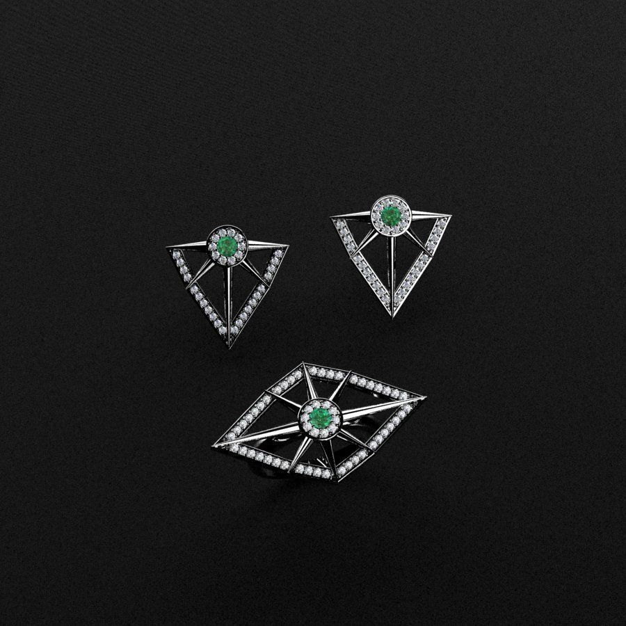 Ring and Earrings 3D print model_3