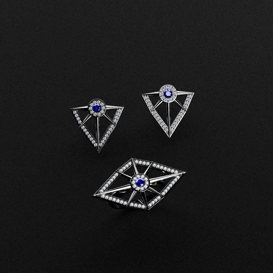 Ring and Earrings 3D print model_1