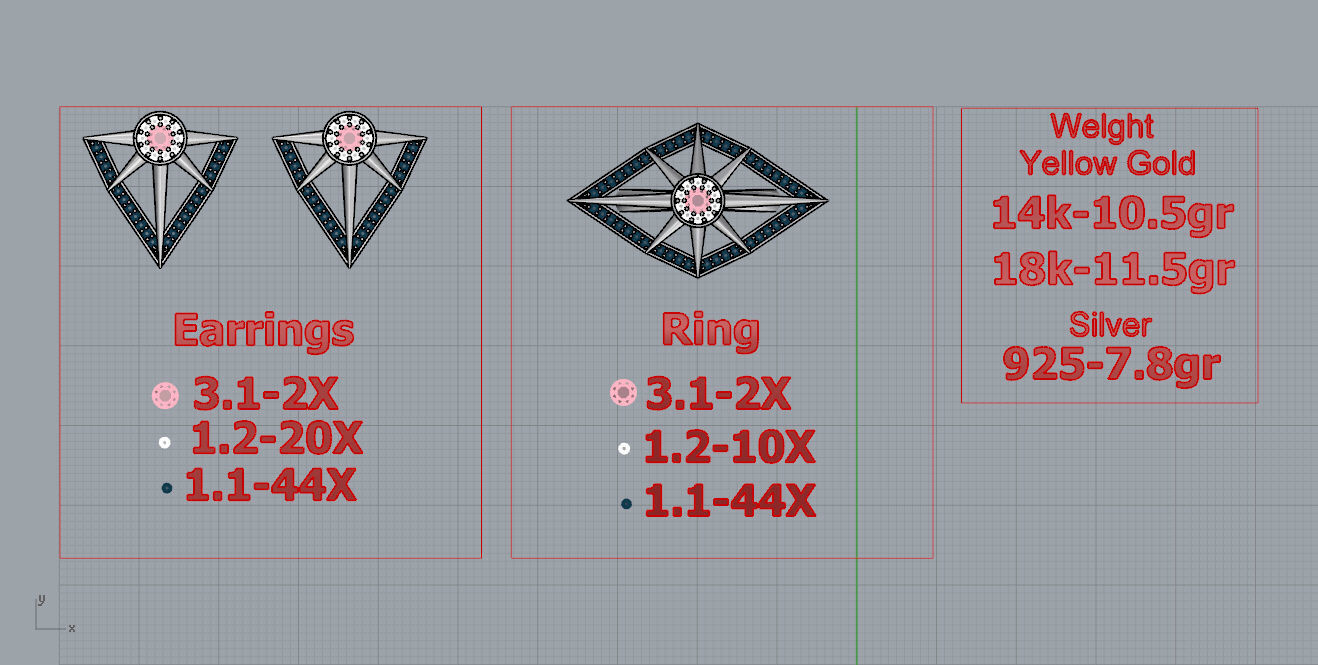 Ring and Earrings 3D print model_4