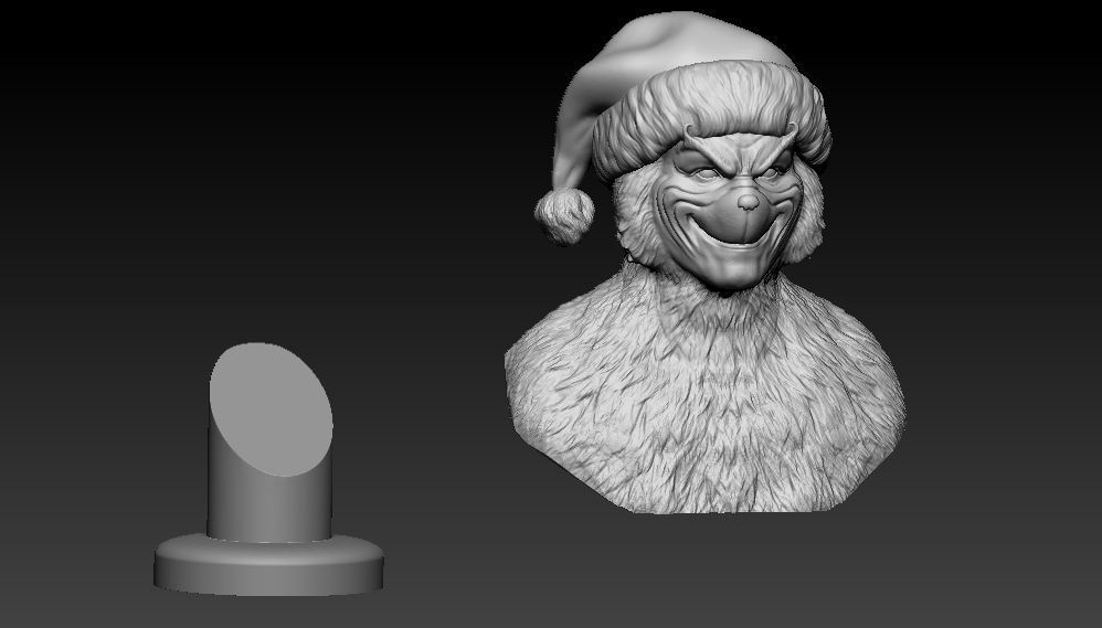 Grinch bust with santa hat 3D print model_13