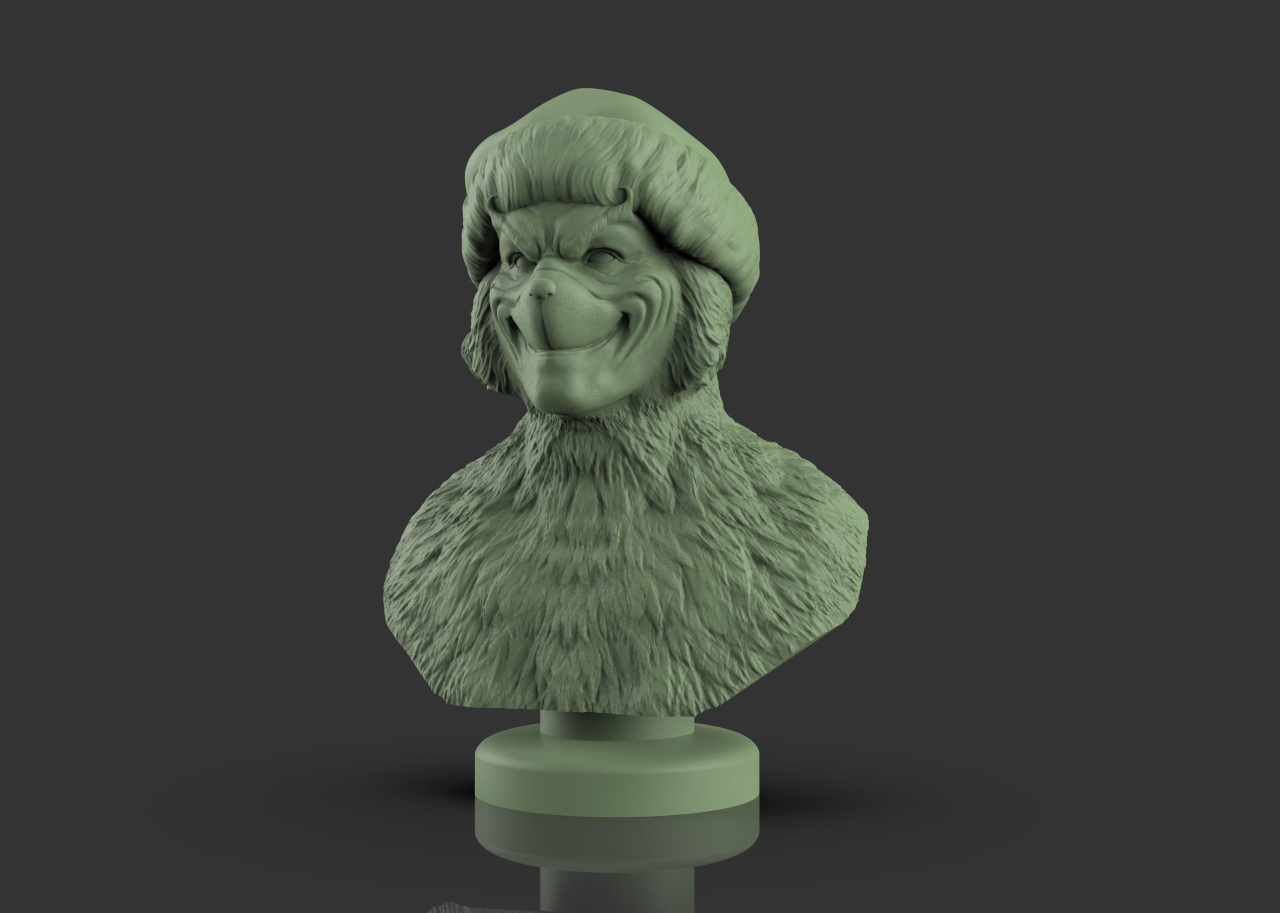 Grinch bust with santa hat 3D print model_4