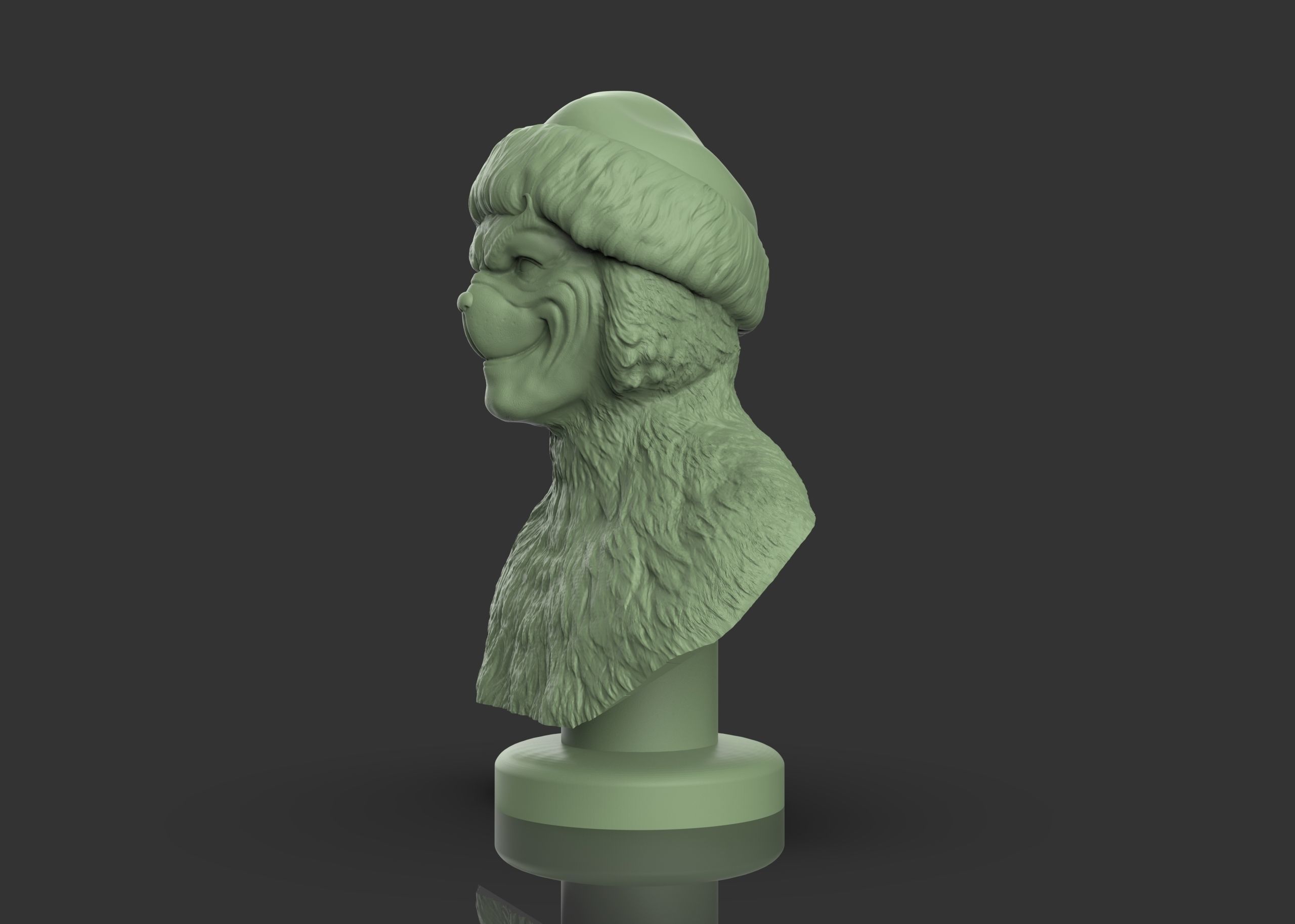 Grinch bust with santa hat 3D print model_6