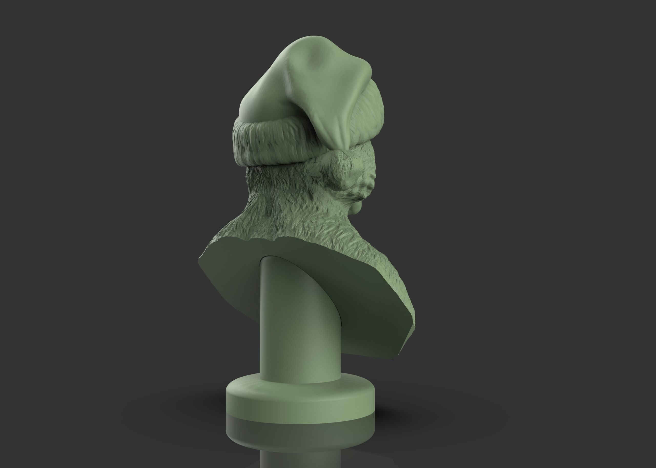 Grinch bust with santa hat 3D print model_8