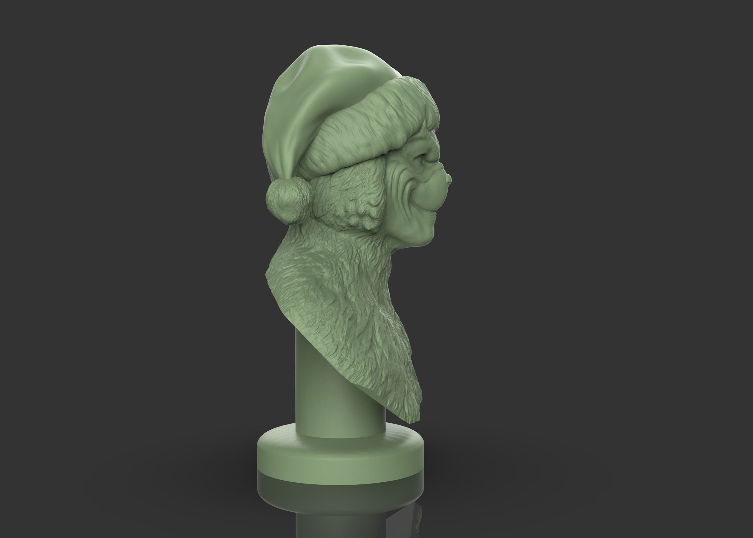 Grinch bust with santa hat 3D print model_9