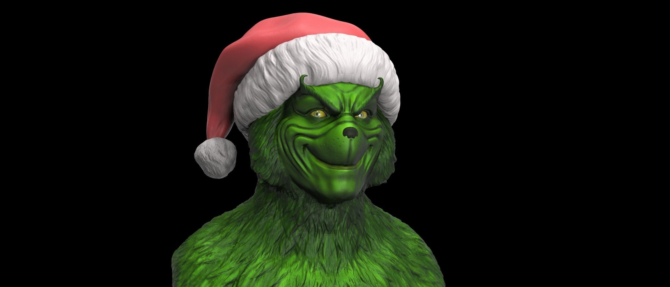 Grinch bust with santa hat 3D print model_1
