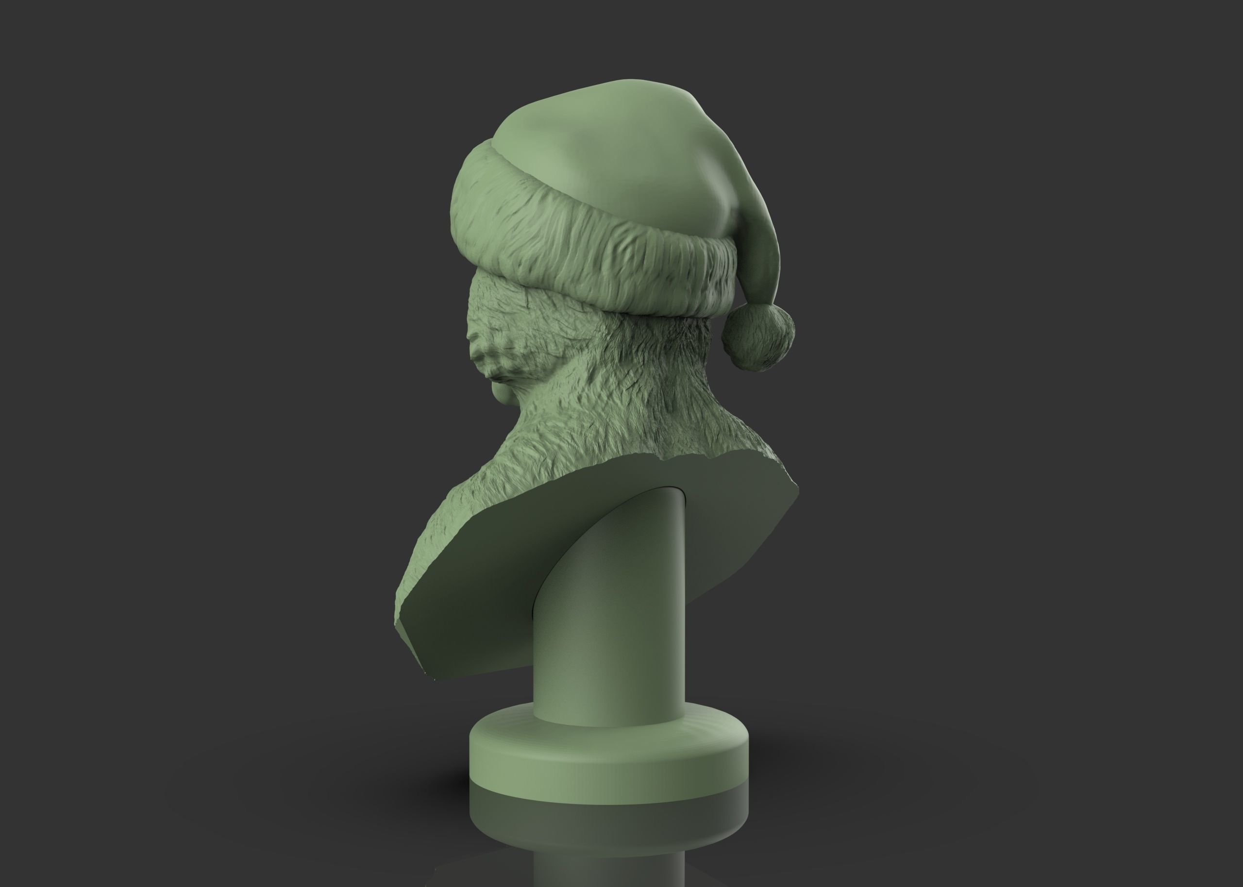 Grinch bust with santa hat 3D print model_7