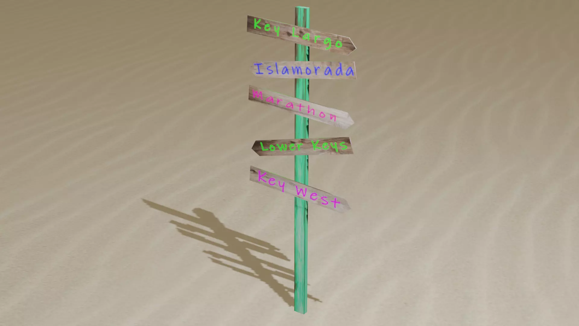 Beach Sign Post Free low-poly 3D model